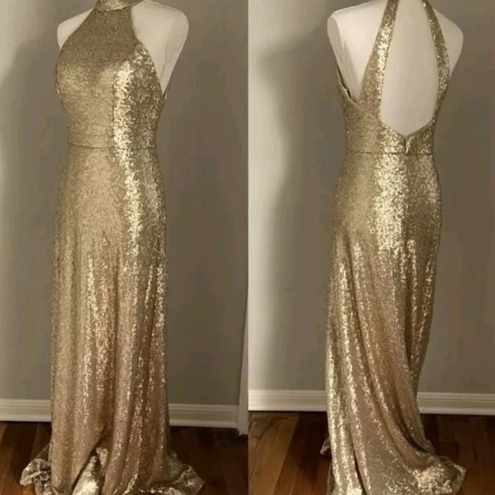 Revelry Tori Gold Sequin Holiday Gown Size 4
